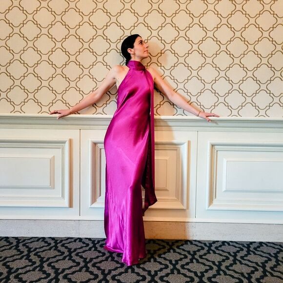 Halter Crepe Gown Wild Aster - Picture 5 of 7